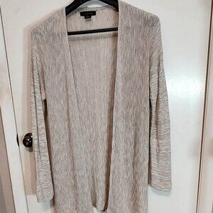 Tahari Womans Beige Open Front Cardigan Long Sleeve Sz XL Open Weave
